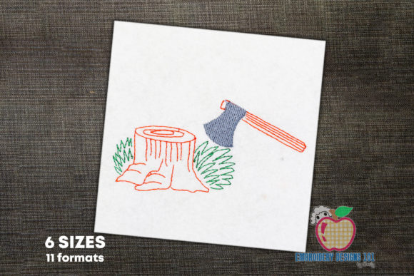 Axe with Tree Stump Sketch Embroidery Review