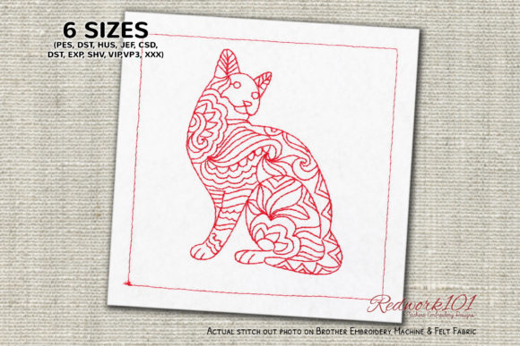 Mandala Patterned Cat Redwork Review