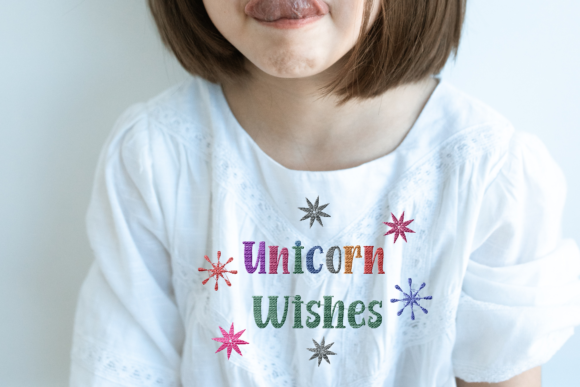 Unicorn Wishes Lettering: A Playful Embroidery Design for Personalized Gifts