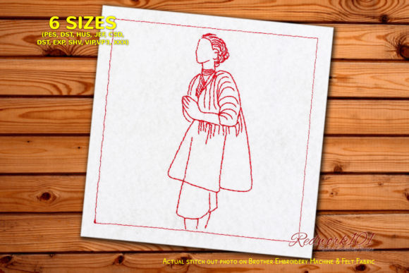 Woman Praying Lineart for Seasonal Embroidery
